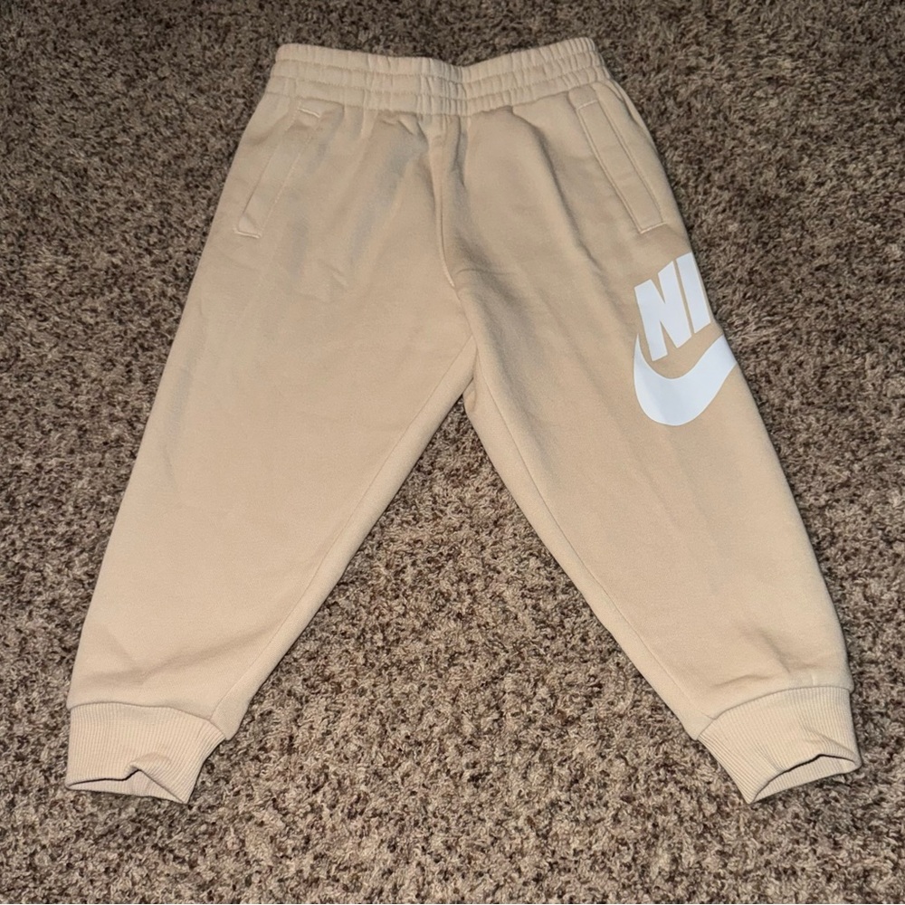 Nike Kids Beige Sweatpants with White Logo